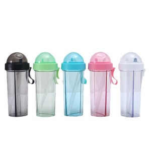 Gobelet transparent portable personnalisé de 600ml pour sports de plein air, salle de sport, fitness, voyage, bouteille <span class=keywords><strong>en</strong></span> plastique réutilisable, motivateur direct pour boire - Product Image 4