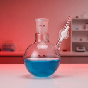 MAYALAB 250ml Flacon à col long en verre borosilicate transparent avec robinet latéral et joint conique standard Modèle MrB25FS Garantie 1 an - Product Image 2