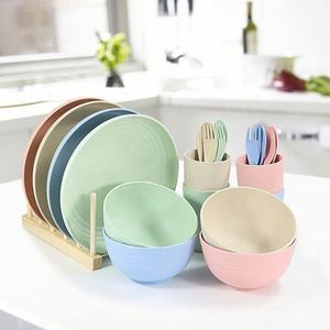 Wholesale Unbreakable Dishes & Plates Wheat Straw Fiber Tableware Dinnerware <b>Sets</b> - Product Image 1