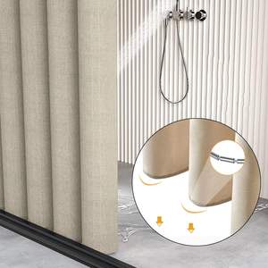 Rideaux <span class=keywords><strong>de</strong></span> salle <span class=keywords><strong>de</strong></span> bain imperméables <span class=keywords><strong>de</strong></span> haute qualité pour hôtel CF-BCL01BE <span class=keywords><strong>rideau</strong></span> <span class=keywords><strong>de</strong></span> <span class=keywords><strong>douche</strong></span> sans crochet <span class=keywords><strong>en</strong></span> <span class=keywords><strong>lin</strong></span> épaissi pour hôtels et familles - Product Image 2