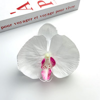 Bunga Anggrek Phalaenopsis Buatan 10cm Grosir, Bunga Palsu untuk Aksesoris Rambut DIY Dekorasi Pernikahan