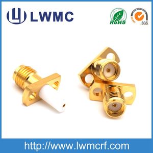 Lwmc <span class=keywords><strong>SMA</strong></span> nữ gắn kết <span class=keywords><strong>2</strong></span> lỗ bài thiết bị đầu cuối RF kết nối đồng trục Adapter đồng thau vàng-platded RF Coaxial kết nối - Product Image 2