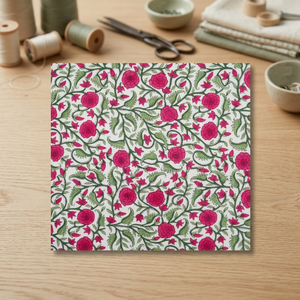 Desert Blossom Pink Open Indian Handmade Woven Block Printed 100% Cotton 150gsm Eco-friendly High Quality <b>Medium</b> Weight <b>Fabric</b> - Product Image 2