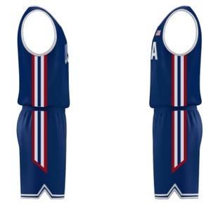 Ensemble uniforme de basketball personnalisé réversible bleu marine pour femmes et hommes, maillot de sport vierge pour sublimation - Product Image 4