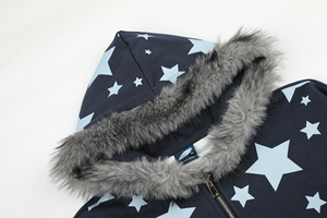 American Style Retro Star Printed Hooded <b>Fur</b> Collar Sweatshirt Jacket Men's and Women's Autumn Loose Casual <b>Top</b> - Product Image 4