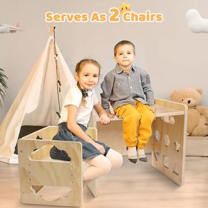 Juego de Mesa y Silla para Niños, Juego de Mesa y Silla de Madera para Niños de <span class=keywords><strong>1</strong></span> a 3 Años, con Pizarra - Product Image 6