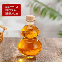 Bouteille en verre transparente vide en forme de gourde de 250 ml, 375 ml, 500 ml pour jus, eau, boissons froides, avec bouchon en T