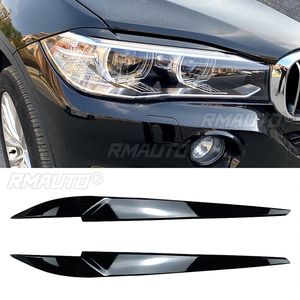 สำหรับ BMW X5 F15 X6 F16 2014-2018 ฝาครอบไฟหน้าด้านหน้าแบบมันเงาสีดำคาร์บอนไฟเบอร์สติกเกอร์ - Product Image 1