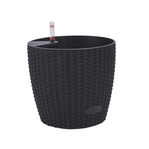 Macetas Modernas Minimalistas de Plástico Esmaltado para Interiores, Nuevo Diseño, Macetas Autorregantes con Patrón de Mimbre para Pisos - Product Image 1