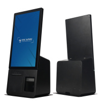 Kiosco de Diseño Moderno en Chapa Metálica K6, Líneas Geométricas Limpias, Terminal Todo en Uno Táctil Full HD de 15.6 Pulgadas con Impresora y Escáner QR