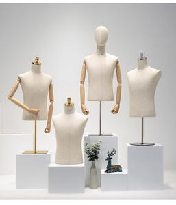 Maniquí Masculino de Espuma de Polietileno con Parte Superior del Cuerpo Recubierta de Tela, Maniquí de Exhibición de <span class=keywords><strong>Ropa</strong></span> Económico con Torso de Silicona - Product Image 3