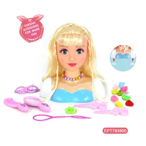 Ept acessórios de cabeleireiro, de plástico, boneca, conjunto de brinquedo de cabeça com cabelo