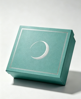 Boîte cadeau rigide écologique de luxe réutilisable avec motif de croissant de lune en relief, boîte en papier rigide personnalisée avec feuille d'argent pour cosmétiques