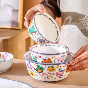 Spring Outing Season Underglaze Cartoon Ceramic Bowls Microwave Safe Household Dinnerware Saucer <strong>Plate</strong> Cute <strong>Childrens</strong> <strong>Set</strong> - Product Image 3