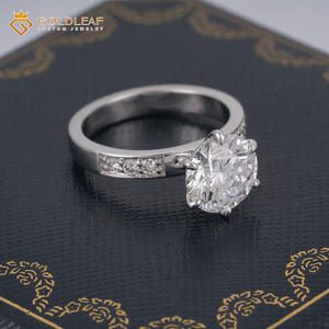 Bague de fiançailles classique en or blanc avec diamant de laboratoire rond brillant Goldleafgem DEF VVS 3 carats certifié IGI - Product Image 5