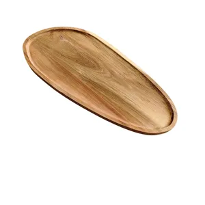 New design biodegradable natural wood heather with edge shape dinner plate multifunctional wooden dinner plate