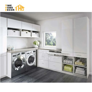 Recién llegado, gabinete de baño de madera, gabinete de fregadero de lavandería con gabinete de <span class=keywords><strong>lavadora</strong></span>, muebles para ahorrar espacio - Product Image 6