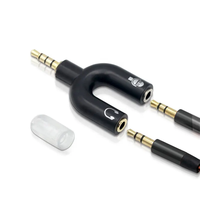 Adaptor Y Splitter Headphone 3.5mm Berlapis Emas 4 Pole 3.5mm Male ke 3.5MM Headphone MIC Female Plugs Audio Stereo Converter