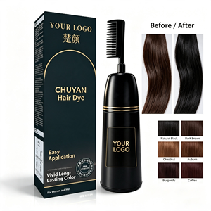 Crème colorante capillaire permanente à base d'extraits végétaux longue durée avec peigne applicateur facile, marque privée, qualité professionnelle - Product Image 1