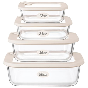 Contenedor de Almacenamiento de Alimentos de Diseño Moderno con Tapa de Vidrio Templado, Conservación de Frescura, Recipiente de Almacenamiento para Cocina y Camping - Product Image 1