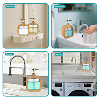 Distributeur de savon personnalisable avec veines de bois vintage, pompe à pression manuelle et centre transparent pour liquides