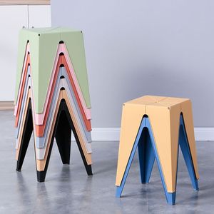 Nordic Style Plastic <b>Stool</b> Stackable Modern Design For Home Living Room Furniture ABS Material Square <b>Stool</b> 2 - Product Image 2