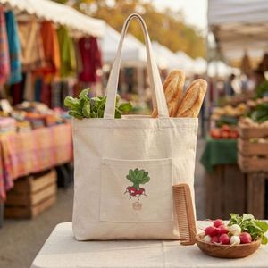 Heavy Duty Canvas Shoulder With Pocket <b>Large</b> Capacity Reusable Tote <b>Bag</b> Custom Logo Handbag - Product Image 1