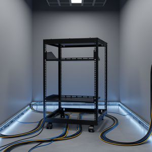 Rack de servidor de marco abierto de 15U, gabinete de red de acero de 23''-40'' de profundidad ajustable con ruedas para uso en AV y centros de datos - Product Image 2