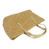 Sac fourre-tout en raphia naturel de Madagascar, fait à la main, en raphia crocheté, avec doublure en toile, fermeture à glissière