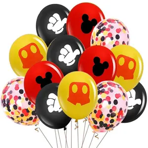 Set Balon Dekoratif Pesta Tema Mickey, Set Balon Lateks Minnie Mickey Mouse