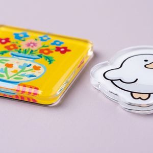 Magnets de réfrigérateur 3D en acrylique personnalisés et mignons, ensemble d'aimants de réfrigérateur transparents brillants à thème dessin animé, décoration de bureau et cadeau pour tableau blanc et casier - Product Image 3