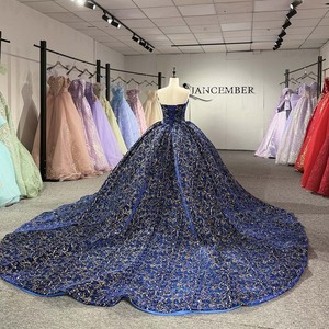 ชุดเดรสงาน Quinceanera แบบไม่มีแขนประดับคริสตัลลูกไม้สีทองของกองทัพเรืออังกฤษ 1589 สำหรับสาววัย 15 ปี - Product Image 3