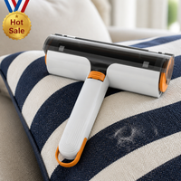Rouleau anti-poils pour animaux de compagnie multifonctionnel double face en ABS pour canapé, draps, vêtements