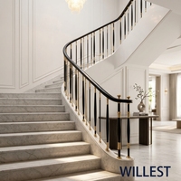 Balustre d'escalier droit noir et or simple, colonne métallique de luxe pour rampe d'escalier intérieure