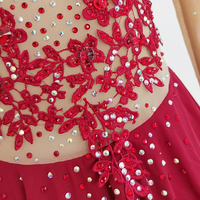 Robe de patinage artistique LIUHUO, rouge vin, pour filles et femmes, avec appliques en dentelle, costume de danse pour compétition BD3397