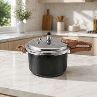 Casserole à pression avec poignée en bois, en acier inoxydable durable, avec poignée en bois anti-brûlure, conception de libération de pression sécurisée