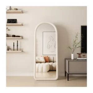 Lớn màu trắng sàn cong Miroir miễn phí đứng spiegel treo tường Nhung Nhung Khung đầy đủ chiều dài cơ thể mặc quần áo gương