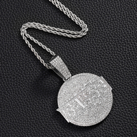 Hiphop Iced Out Big Round Zinc Alloy Custom Rhinestone Pendant avec chaîne Fashion Pendentifs & Charms