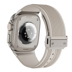 Cinturino in Silicone sportivo personalizzato di lusso per cinturino in gomma traspirante iwhtch connettore in metallo <span class=keywords><strong>Apple</strong></span> <span class=keywords><strong>Ultra</strong></span> 2 <span class=keywords><strong>Watch</strong></span> 5 6 7 8 SE - Product Image 1