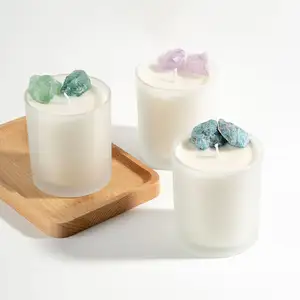 Natural Christmas Wedding Crystal Luxury Fragrance Scented Soy Wax Candles With Glass Jar Box
