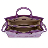 Sac à main de soirée grande capacité en PU imperméable, violet irisé tendance, avec logo personnalisé 2026, gaufré et bandoulière réglable