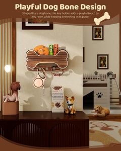 Support <span class=keywords><strong>mural</strong></span> pour laisse de chien style ferme, organisateur d'accessoires pour chien et <span class=keywords><strong>porte</strong></span>-clés en forme d'os pour chien - Product Image 2