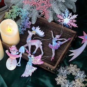 Adornos Colgantes de Fantasía para Distribuidores, Decoraciones Navideñas Acrílicas con Renos, Muñecos de Nieve, Ángeles y Copos de Nieve Estilo Macaron - Product Image 2