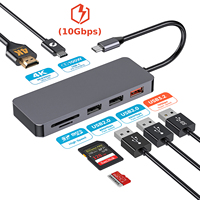 Forida hub usb-c haute vitesse 7 en 1 avec lecteur de carte vers HDMI avec station d'accueil adaptateur de charge rapide 100W pour ordinateur portable macbook