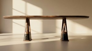 Designer Calacatta Violet <b>Marble</b> Dining Table Custom Natural Stone <b>Top</b> with Walnut Wood Legs for Villa Hotel Dining Room PISANO - Product Image 1