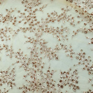 Tessuto in Tulle Ricamato Floreale HAPPEAK con Paillettes, 100% Poliestere Traspirante, Ecologico, Peso Medio - Product Image 2