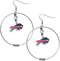 Boucles d'oreilles créoles pour femmes, série équipes sportives, avec cristaux et strass, en alliage de zinc