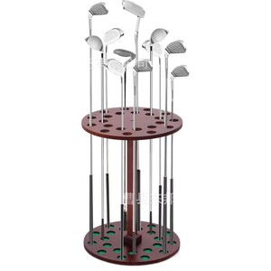 Estante de madera para palos de golf, con múltiples orificios, para almacenamiento en el suelo, para uso en interiores, diseño duradero - Product Image 1