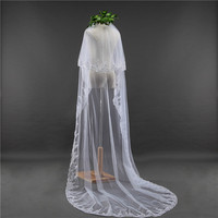 Voile de mariée de luxe à double couche en dentelle et paillettes, couvre-visage, voile de mariée de 3 m de long