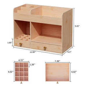 Boîte de rangement pour cosmétiques et soins de la peau en bambou, organiseur de maquillage avec <span class=keywords><strong>tiroirs</strong></span> pour <span class=keywords><strong>commode</strong></span>, coiffeuse, comptoir de salle de bain - Product Image 4